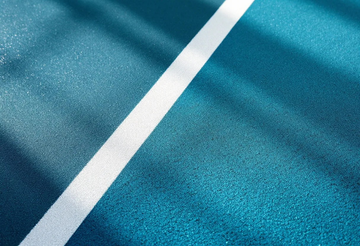 Cushioned acrylic pickleball court surface close-up